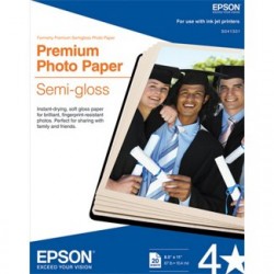 Epson Premium Photo Paper Semi-Gloss 8.5”x11" (Carta) - 20 Folhas